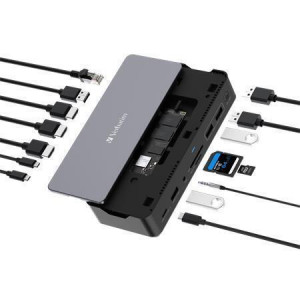 Dokovací stanice "USB-C Pro CDS-15S", 15 portů, USB-C host, M.2 NVMe/SATA SSD slot, VERBATIM 32173