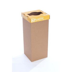 Odpadkový koš na tříděný odpad "Office", žlutá, recyklovaný, anglický popis, 50 l, RECOBIN