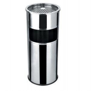 Odpadkový koš s popelníkem, kovový, inox, 28l, 25x58cm