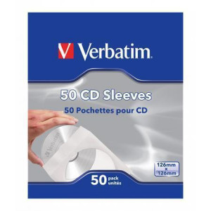 CD/DVD papírová obálka s okénkem, lepící, bílá, Verbatim, 50ks/balení