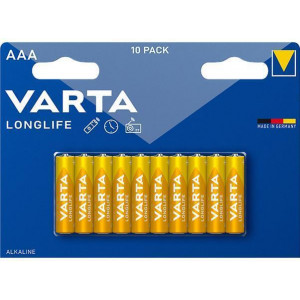 Baterie "Longlife", AAA, 10 ks, bez plastu, VARTA 4103101761