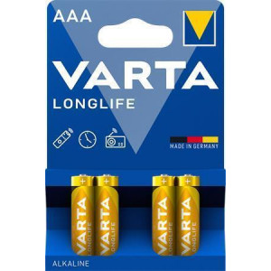 Baterie, AAA (mikrotužková), 4 ks v balení, VARTA  "Longlife Extra"