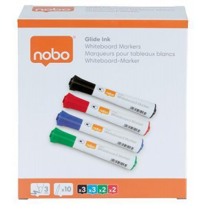 Popisovač na tabule a flip chart "Glide", mix barev, 2 mm, kulatý hrot, 10 ks, NOBO 1915268
