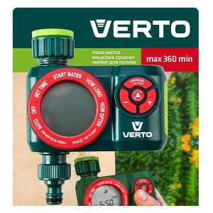 Verto časový vypínač elektronicky 4 funkce, maximální čas vypnutí 360 minut, 1/2" i 3/4", zelený, 15G751