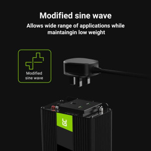 Green Cell měnič napětí z 24V na 230V, 1000W/2000W, modifikovaný sinus, UK zásuvka