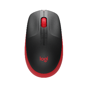 Logitech M190/Kancelářská/Optická/1 000 DPI/Bezdrátová USB/Černá-červená
