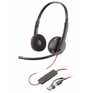 Poly Blackwire 3220 Stereo USB-C Headset +USB-C/A Adapter (Bulk)