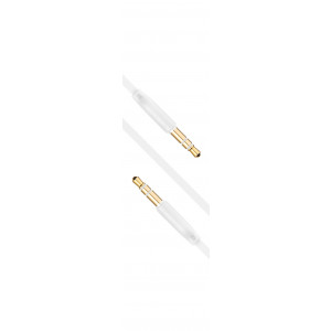 Plochý audio AUX kabel FIXED s konektory 2 x 3,5 mm jack, bílý