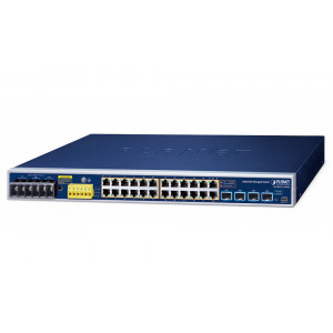 Planet IGS-R4215-24P4X průmyslový L2+ switch, 24x1Gb, 4x10Gb SFP+, PoE 802.3at 440W, 48-54VDC, -40~75°C, IP30, fanless