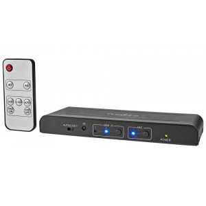 NEDIS HDMI extraktor/ 2x HDMI vstup/ TosLink zásvuka/ 1x 3.5 mm/ 1x HDMI výstup/ 2x RCA/ 4K@60Hz/ 18 Gbps/ kov/ antracit
