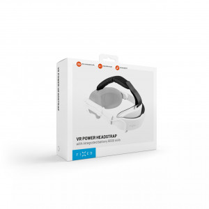 Náhlavní popruh s baterií FIXED VR Power Headstrap pro Meta Quest 3/3S, 6 000 mAh, bílý