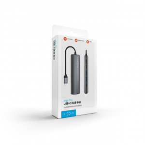 6-portový hliníkový USB-C FIXED HUB Pro, pro notebooky a tablety, šedý