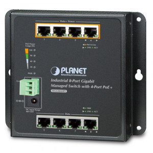 OPRAVENÉ - Planet WGS-804HPT plochý L2 switch, 8x1Gb, 4x PoE 802.3at 144W, 48-54VDC, -40~75°C, IP30, fanless