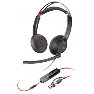 Poly Blackwire 5220 Stereo USB-C Headset +3.5mm Plug +USB-C/A Adapter (Bulk)