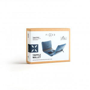 Kožená peněženka FIXED Tripple Wallet z pravé hovězí kůže, modrá