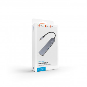 5-portový hliníkový USB-C FIXED HUB Mini pro notebooky a tablety, šedý