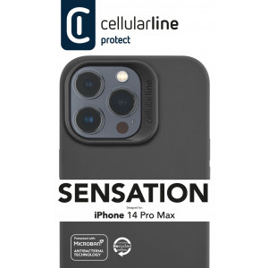 Ochranný silikonový kryt Cellularline Sensation pro Apple iPhone 14 Pro Max, černý