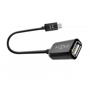 OTG datový kabel FIXED s konektory USB-C/USB-A, USB 2.0, 20 cm, černý