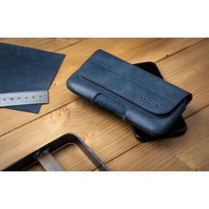 Horizontální kožené pouzdro FIXED Posh se zavíráním, velikost 6XL, modré