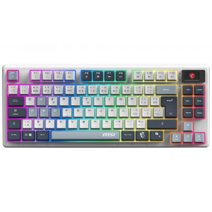 MSI herní klávesnice FORGE GK600 TKL Sky/ bezdrátová 2,4GHz+BT/ mechanická/ RGB/ USB-C/ display/ CZ+SK layout