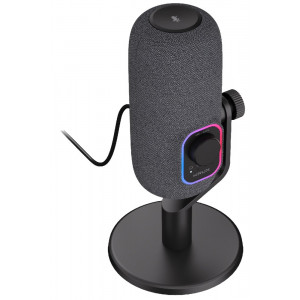 Krux mikrofon Empy / stolní mikrofon / RGB / 4 směrové charakteristiky / 3,5mm jack / USB-C / černý