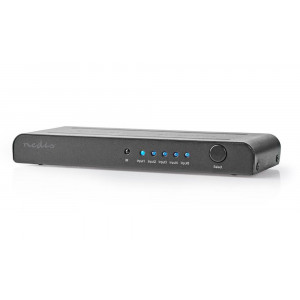 NEDIS HDMI přepínač/ 5x HDMI vstup/ 1x HDMI výstup/ 4K@60Hz/ 18 Gbps/ dálkově ovládané/ kov/ antracit