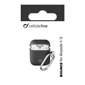 Ochranný kryt s karabinou Cellularline Bounce pro Apple AirPods 1 & 2, černý