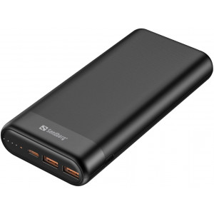 Sandberg Powerbank 20000mAh, USB-C PD 65W + 2x QC3.0, černá