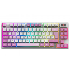 MSI herní klávesnice FORGE GK600 TKL Violet/ bezdrátová 2,4GHz+BT/ mechanická/ RGB/ USB-C/ display/ CZ+SK layout