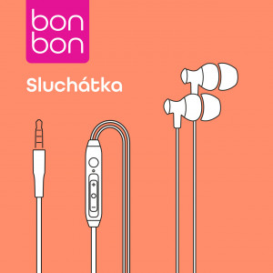 Sluchátka Bonbon s konektorem 3,5 mm jack a integrovaným mikrofonem, bílá
