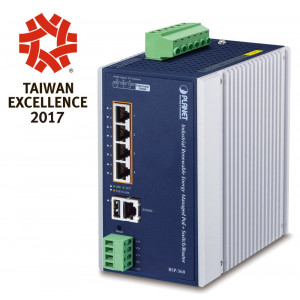 Planet BSP-360 v3 průmyslový solární switch/router, 5x1Gb, 4x PoE+ 802.3at 120W, baterie, 24-45VDC, -10~60°C, IP30