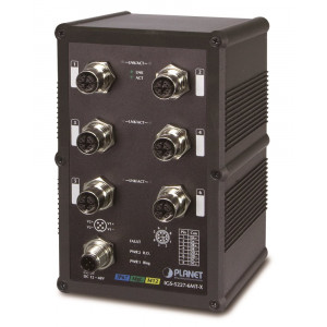 Planet IGS-5227-6MT-X vodotěsný průmyslový L3 switch, 6x1Gb M12, 9-48VDC, -40~75°C, IP67, EN50155