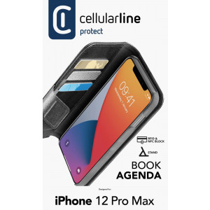 Pouzdro typu kniha Cellularline Book Agenda 2 pro Apple iPhone 12 Pro Max, černé