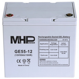 MHPower záložní Gelový akumulátor 12V/55Ah, Terminál T1 - M6, Deep Cycle