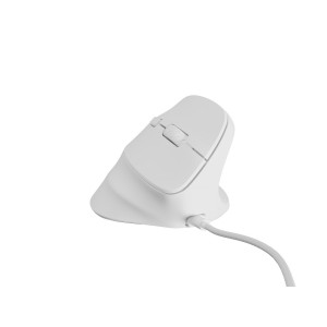 Vertikální myš Natec CRAKE 2 PRO/Vertikální/Optická/Pro praváky/12 400 DPI/Drátové USB-A/Bílá