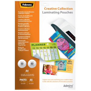FELLOWES laminovací fólie/ 80 mic/ kreativní set/ 50 pack