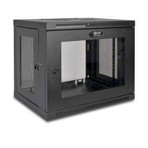 Skříň SmartRack 9U, Mini Rack, Š=600mm, Hl=450mm, hloubka pro přepínače, prosklené dveře, na stěnu