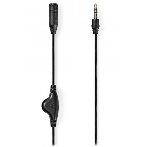 NEDIS kabel stereo audio/ 3,5 mm jack zástrčka - 3,5 mm jack zásuvka/ černý/ bulk/ 1m