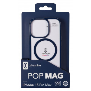 Zadní kryt Cellularline Pop Mag s podporou Magsafe pro Apple iPhone 15 Pro Max, čirý / modrý