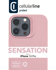 Ochranný silikonový kryt Cellularline Sensation pro Apple iPhone 14 Pro, růžový
