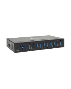 Rozbočovač 10x USB 3, průmyslový, odolnost ESD 20kV, kovové pouzdro, možnost montáže