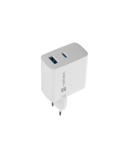 Univerzální USB nabíječka Natec RIBERA GaN 45W, 1X USB-A, 1X USB-C, bílá