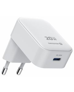 Swissten Skládací síťový adaptér FoldCharge GaN 20 W, 1× USB-C bílý