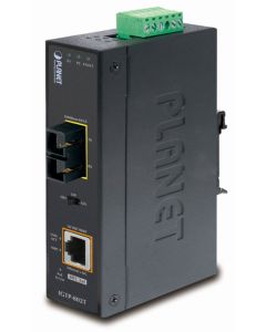 Planet IGTP-802T konvertor RJ45/SC, 1Gbps, PoE injektor 802.3at, -40 až 75 st.C, IP30, ESD 12-48 V DC