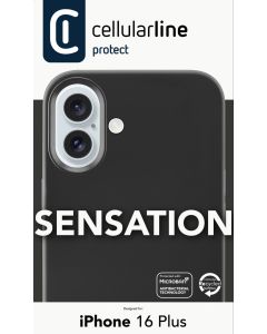 Ochranný silikonový kryt Cellularline Sensation pro Apple iPhone 16 Plus, černý