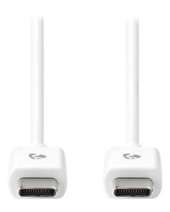 NEDIS kabel USB 2.0/ zástrčka USB-C - zástrčka USB-C/ 60 W/ 480 Mbps/ poniklovaný/ bílý/ bulk/ 3m