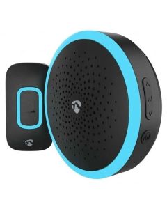 NEDIS bezdrátový zvonek/ napájení z baterie/ 4.5 V DC/ 1x CR2032/ hlasitost 80 dB/ dosah 150 m/ 60 melodií/ černý