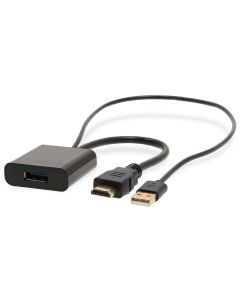 NEDIS adaptérový kabel HDMI - DisplayPort/ zástrčka HDMI - zásuvka DisplayPort/ USB napájení/ 20cm/ box/ černý