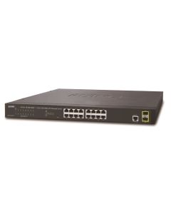 Planet GS-4210-16T2S L2 switch, 16x 1Gb, 2x 1Gb SFP, QoS, fanless