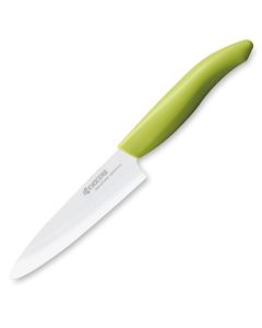 KYOCERA keramický nůž s bílou čepelí, 13 cm dlouhá čepel, zelená plastová rukojeť